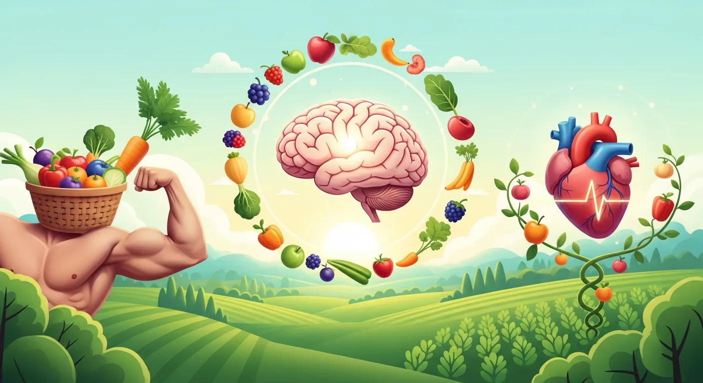 Fresh organic fruits and vegetables rich in nutrients, antioxidants, and free from harmful pesticides