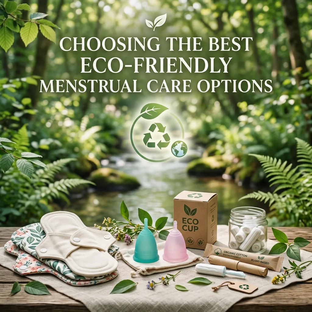 Different environmentally friendly menstrual products including cloth pads, period underwear, and bamboo pads